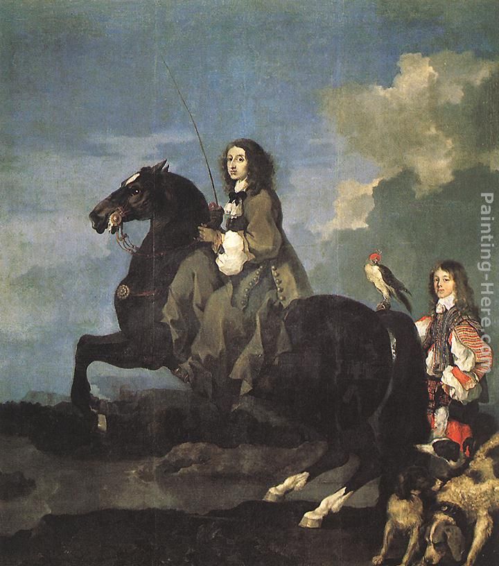 Queen Christina of Sweden on Horseback painting - Sebastien Bourdon Queen Christina of Sweden on Horseback art painting